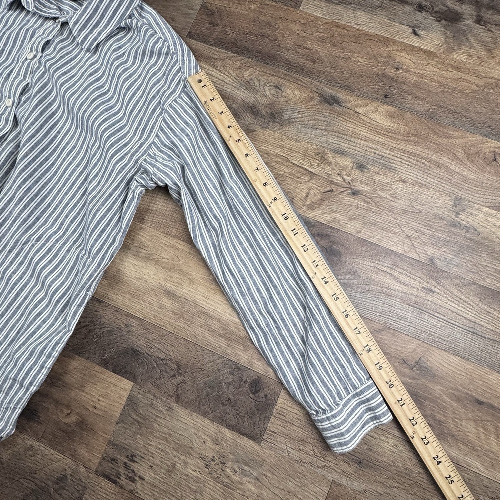 2 Duluth Trading Hemp Cotton Artisan Shirt Large Tunic Blue White & Red - Picture 12 of 13
